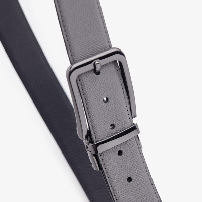 Thắt Lưng Nam Khóa Cài Xoay Hai Mặt GENCE LG41 Da Bò Cao Cấp Phối Phụ Kiện Đen