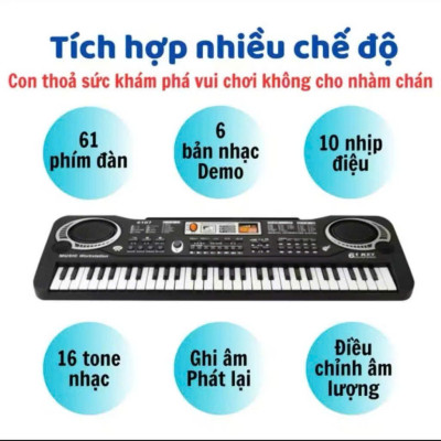 Đàn Điện Tử 61 Phím Kèm Mic Cho Bé Quà Tặng Giáo Dục Cho Trẻ - HÀNG CHÍNH HÃNG MINIIN