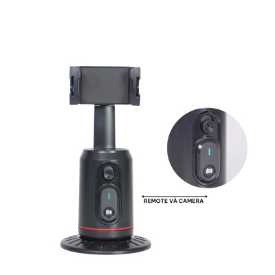 Gimbal xoay tự động Q02 kèm đèn và remote - Phụ kiện hỗ trợ quay vlog, video dễ dàng - Hàng chính hãng