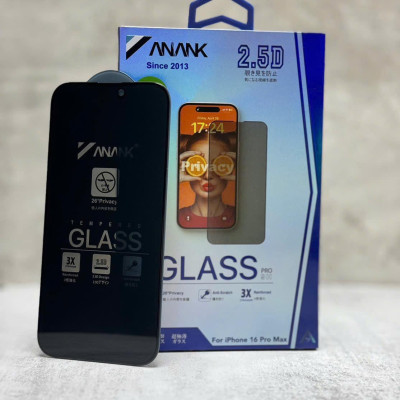 Kính cường lực chống nhìn trộm dành cho iPhone 16, iPhone 16 Pro, iPhone 16 Plus, iPhone 16 Pro Max hiệu ANANK Privacy chống vỡ, chống xước cao cấp - Hàng chính hãng.