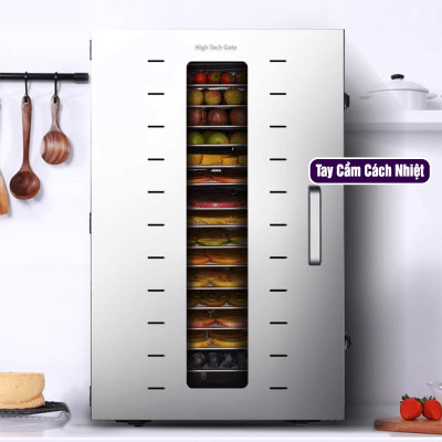 Máy Sấy Thực Phẩm Inox HTG 16 Khay 40cm Khay Inox SS304 Chống Rỉ Sét, Chống Rơi, Hàng Chính Hãng