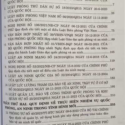 Cẩm nang công tác quốc phòng an ninh  trong tình hình mới và những quy định pháp luật cần biết 