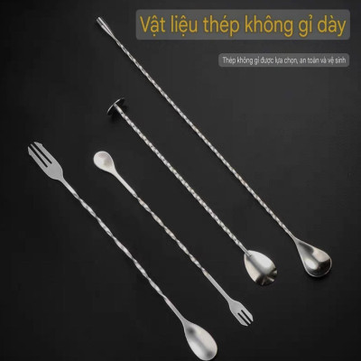 Thìa khuấy quầy pha chế quầy bar nhiều mẫu & size thìa - thanh 2 đầu 32cm - thìa thanh 2 đầu 26cm - thìa giọt nước 30cm - thìa hình chứ D 28cm