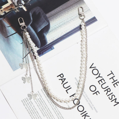 Dây xích đeo quần mix cánh bướm tua rua và ngọc trai