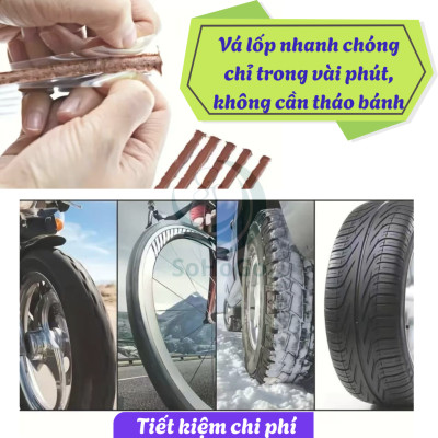 Bộ Dụng Cụ Vá Lốp Xe Ô Tô – Xe Máy Khẩn Cấp Tiện Lợi -Bộ Vá Lốp Xe Đa Năng – Có Keo + Dây Cao Su + Dụng Cụ Xuyên