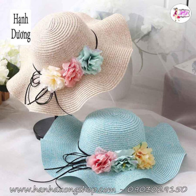 Mũ đi biển du lịch mẹ và bé vành gợn sóng HQC4127