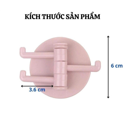 Móc dán tường treo đồ đa năng 3 nhánh siêu dính chắc chắn xoay 180 độ tiện dụng - móc treo chìa khóa, vật dụng, quần áo tiện lợi