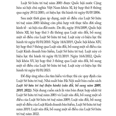 Luật Sở Hữu Trí Tuệ (Hiện Hành) (Sửa Đổi, Bổ Sung Năm 2009, 2019, 2022)