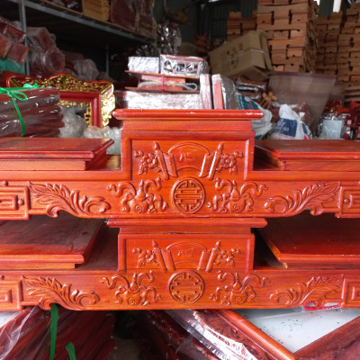 Tam sơn tam cấp kệ để bát hương ,nhang bằng gỗ hương kt mặt vuông 14cm