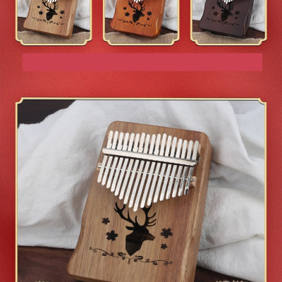 Đàn Kalimba Gỗ 17 Phím I Khắc Hình Tuần Lộc I Nhạc Cụ Gỗ Du Dương Cho Người Mới Bắt Đầu