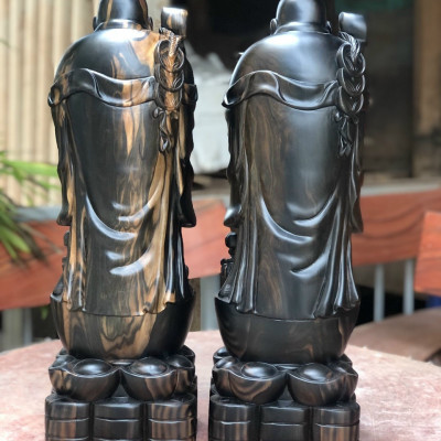 Tượng phật di lặc chúc phúc bằng gỗ mun kt cao 60×20×15cm