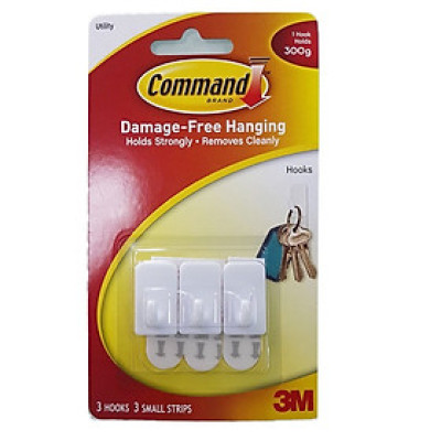 Móc dán tường vuông 300gr vỉ 3 cái Command 3M 17502