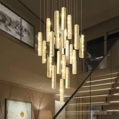 Đèn thả thông tầng thanh phale HTK030V+T, đèn chùm phòng khách DT