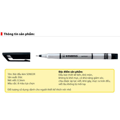 Hộp 10 Bút kỹ thuật STABILO SENSOR F 0.3mm (SENF/10) - Xanh lá