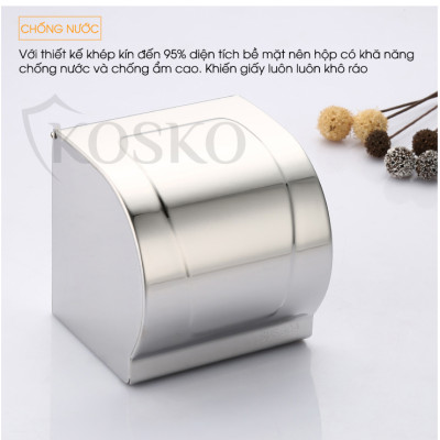 Hộp đựng giấy vệ sinh KOSKO chất liệu inox 304, hộp đựng giấy vệ sinh đa năng làm kệ nhà tắm, hộp đựng giấy inox 304, giấy vệ sinh treo tường