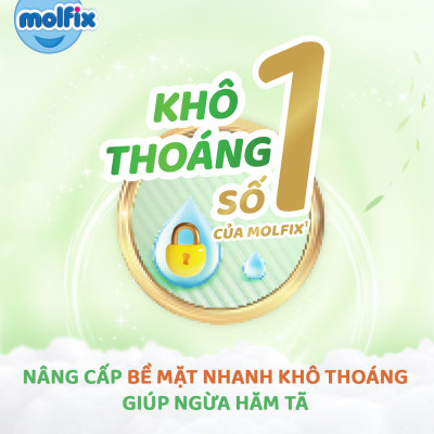 Miếng lót sơ sinh Molfix Thiên nhiên Super Jumbo Newborn 2 (trên 1 tháng tuổi) - Gói 60+6 miếng
