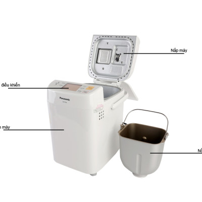 Máy Làm Bánh Mì Panasonic SD-P104WRA - Chế độ hẹn giờ 13 tiếng - Chức năng ghi nhớ khi mất điện - 13 thực đơn tự động - Hàng chính hãng