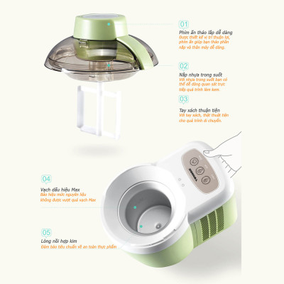 Máy Làm Kem Hoàn Toàn Tự Động Tiross TS9090 (Hồng) - Hàng Chính Hãng