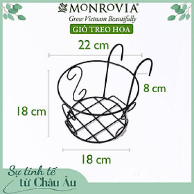 Combo 3 Giỏ treo chậu hoa ban công MONROVIA, giỏ sắt treo chậu hoa ban công, chậu treo ban công, kệ treo ban công, móc treo, khung thép, sơn tĩnh điện chính hãng thương hiệu MONROVIA  - Màu Đen
