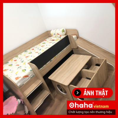 [Kèm Video Thực Tế - Miễn phí vận chuyển & Lắp đặt] Giường tầng trẻ em thông minh cao cấp xếp gọn kèm bàn ghế Ohaha  -  GTXG001