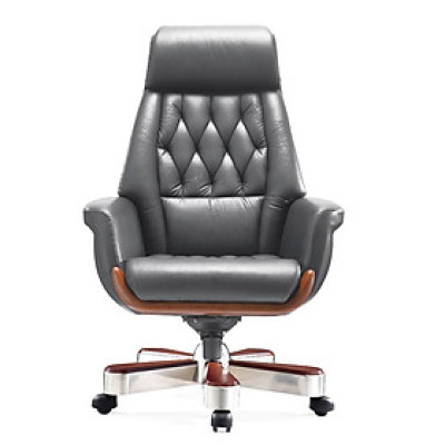 Ghế văn phòng bọc da thật 50% chân hợp kim nhôm cao cấp 