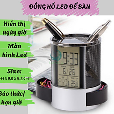 HỘP CẮM BÚT ĐA NĂNG KÈM ĐỒNG HỒ ĐIỆN TỬ HỘP BÚT ĐA NĂNG 3 TRONG 1 – ĐỒNG HỒ, LỊCH & NGĂN ĐỰNG TIỆN LỢI