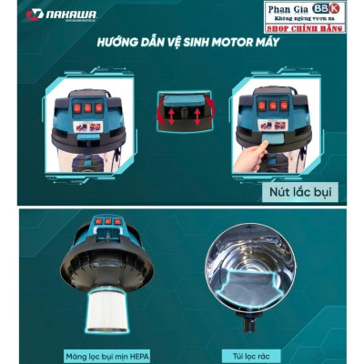 [chính hãƞg] Máy Hút Bụi Công Nghiệp Nakawa 80L - Hút Khô Ướt, Thổi Bụi - Dây Đồng 100% (Bảo hành 1 năm)