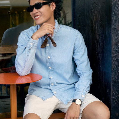Áo sơ mi jeans nam (Sơ mi denim) vải mềm Form Regular - RT 10S25DSH004 | ROUTINE CÀ MAU