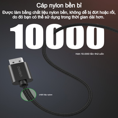 Cáp chuyển DisplayPort (DP) sang HDMI 4K@60Hz Choetech XDH01 dài 2m (Hàng chính hãng)