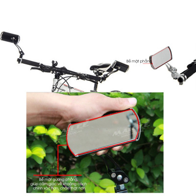 Gương Vuông Xe Đạp quan sát chiếu hậu xe đạp/ xe đạp điện 360 độ (2 chiếc/ bộ), chất liệu hợp kim nhôm (đã kèm theo pad chân gương lỗ 8mm) - Mai Lee