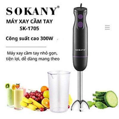Máy xay cầm tay đa năng công suất 300W SOKANY SK-1705, xay nhuyễn mọi thực phẩm nhanh, tiện lợi, dễ dàng vệ sinh - HÀNG CHÍNH HÃNG