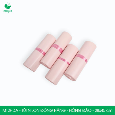 MT2HDA - 28x45 cm - Túi nilon gói hàng - 100 túi niêm phong đóng hàng màu hồng đào