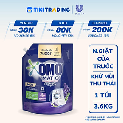 Túi Nước giặt Omo Nước giặt cửa trước hương Lavender Khử mùi thư thái 3.6KG