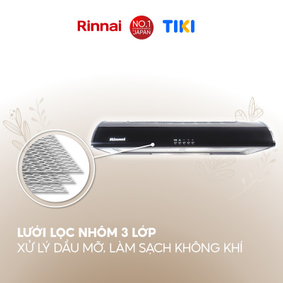 Máy hút mùi 70cm Rinnai RVH-7Slim(Hood-LG) than hoạt tính và ống thoát 380W - Hàng chính hãng.