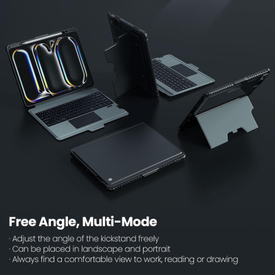 Bao Da Kèm Bàn Phím cho iPad Pro 11 inch & iPad Pro 13 inch M4 2024 Nillkin Bumper Combo Case Keyboard (Có Đèn Nền Backlit Keyboard) - Hàng Chính Hãng