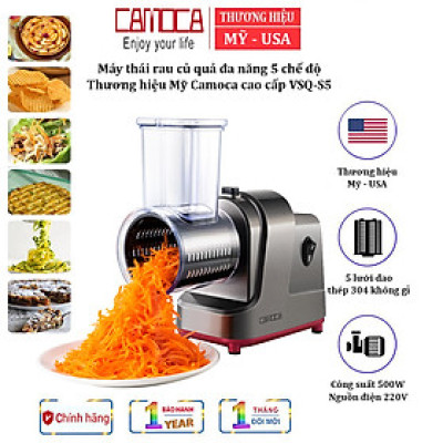 Máy thái rau củ quả đa năng 5 chế độ, thương hiệu Mỹ Camoca cao cấp VSQ-S5 - Hàng chính hãng (Bảo hành 12 tháng)