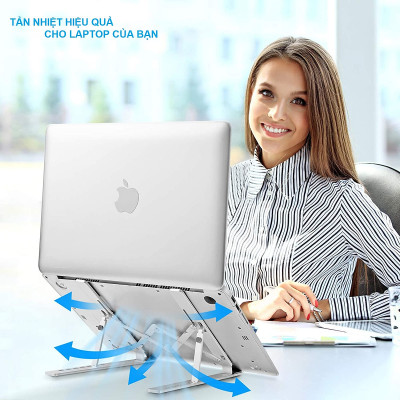 Giá Đỡ cho Laptop Hợp Kim Nhôm Cao Cấp Dễ Dàng Gấp Gọn, Giúp Tản Nhiệt Laptop, Macbook, Máy Tính Xách Tay - 07 Nấc Điều Chỉnh Góc Độ - Hàng Chính Hãng
