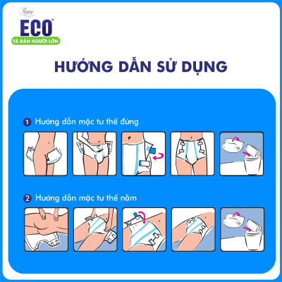 Tã Dán Người Lớn Peppy Eco Siêu Mềm Mại, Siêu Khô Thoáng, Kháng khuẩn Size M/L (10 Miếng