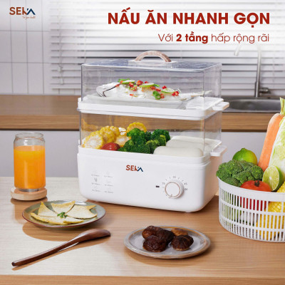 Nồi hấp điện 2 tầng SEKA SK2088 hàng dung tích 10L hấp cá, gà nguyên con hàng nhập khẩu
