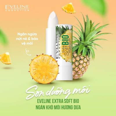 [Deal 79k] Son dưỡng Eveline Extrasoft Bio ngăn khô môi hương dứa 4g