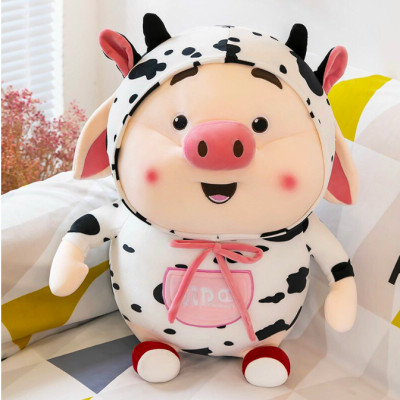 Thú nhồi bông heo tiktok cosplay bò sữa - Size từ 35cm đến 45cm -Quà tặng gấu. bông heo tiktok đáng yêu êm mịn.