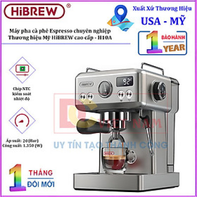 Máy pha cà phê Espresso chuyên nghiệp, thương hiệu Mỹ HiBREW cao cấp - H10A - HÀNG CHÍNH HÃNG