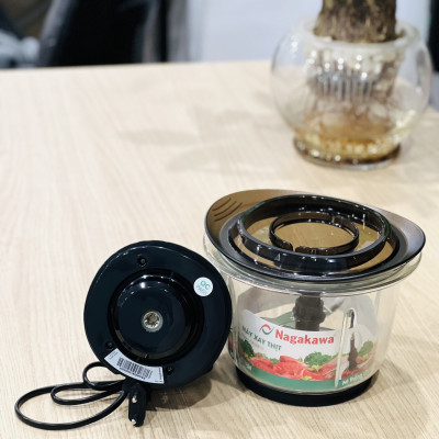 Máy xay thịt 2 lưỡi dao kép cối thủy tinh Nagakawa NAG0812 (400W - 1.5 Lít) - Hàng Chính Hãng