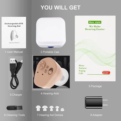 ROGTZ - Máy trợ thính không dây  K102 Nhỏ gọn Ôm sát vành tai Thoải mái Dễ sử dụng Lọc bỏ tiếng ồn Khuếch đại âm thanh Pin Lithium dung lượng cao 24h Phù hợp nhiều đối tượng Người già Trẻ em Suy giảm thính lực Văn phòng Gia đình Công cộng-Hàng Chính Hãng