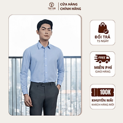 Áo sơ mi nam xanh Pastel tay dài không túi cao cấp dành cho Nam | Chất Vải Mát, Form Đẹp, Lịch Lãm - Thời Trang Công Sở/ Dạo Phố