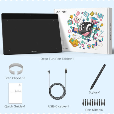 Bảng Vẽ Điện Tử XP-Pen Deco Fun L 10X6.27 inch Android Hỗ Trợ Cảm ứng Nghiêng kèm Bút Vẽ Không Sạc P01 - Hàng Chính Hãng - Red