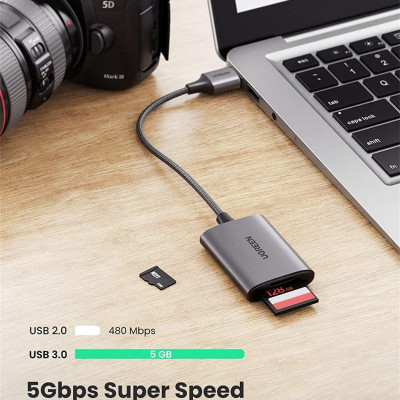 Ugreen UG80887CM401TK Usb-A To Sd/Tf Memory Card Reader Alu Case - HÀNG CHÍNH HÃNG