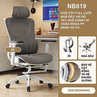 Office Furniture with Tilt Lock and Lumbar Support, Adjustable Arms, With Footrest. Nội thất văn phòng có khóa nghiêng và hỗ trợ thắt lưng, tay vịn có thể điều chỉnh, có chỗ để chân