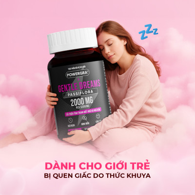 Viên uống cải thiện tình trạng mất ngủ và ngủ kém Powergra Gentle Dreams - Hộp 60 viên