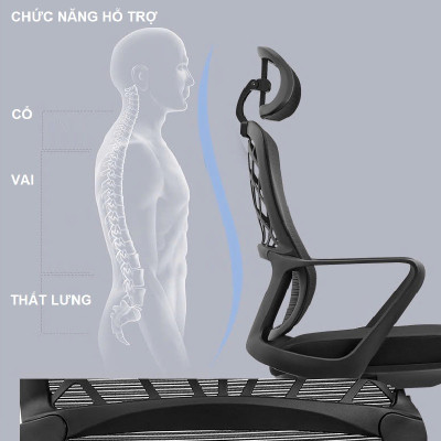 Ghế lưới xoay văn phòng 2356A thiết kế kiểu dáng thời trang – sang trọng, kích thước phù hợp với mọi không gian văn phòng